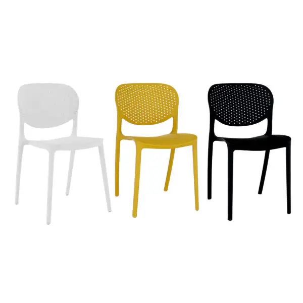 Scaun stivuibil alb/negru/galben - imagine 3