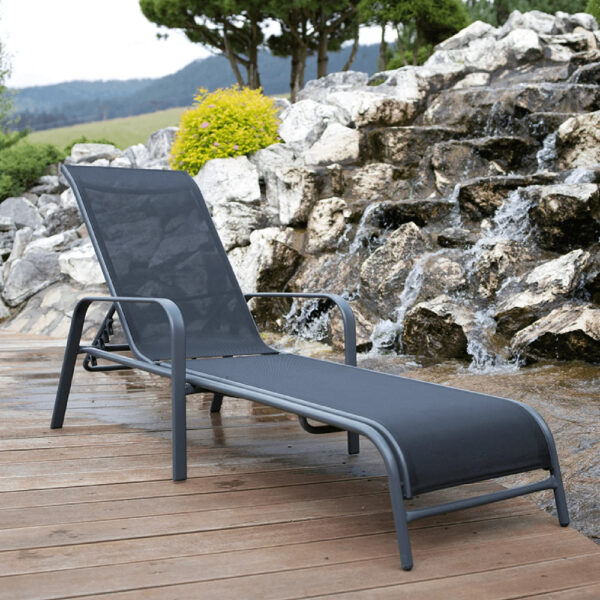 Sezlong reglabil negru - imagine 2