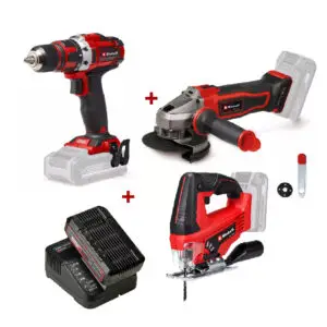 Pachet Einhell masina de gaurit si insurubat + polizor unghiular + 2,5Ah PXC Starter Kit + ferastrau pendular