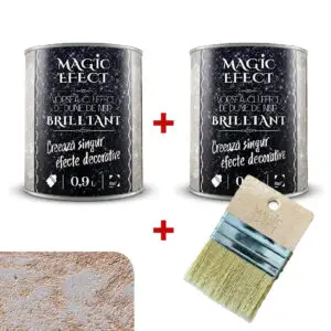 Pachet vopsea decorativa Magic Efect Brilliant 0.9 L 1+1 gratuit + pensula - C03 roz coral cu efect de dune cu glitter