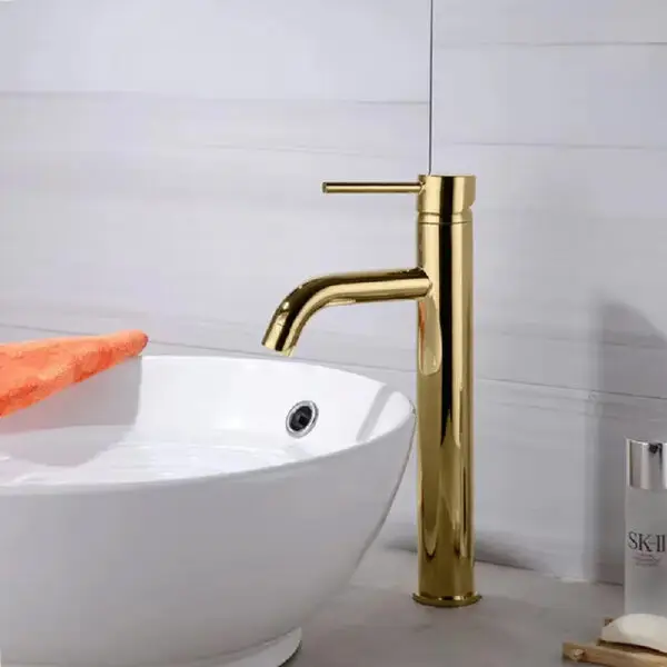 Baterie pentru lavoar Rea Lungo Gold auriu inalta REA-B9409 - imagine 2
