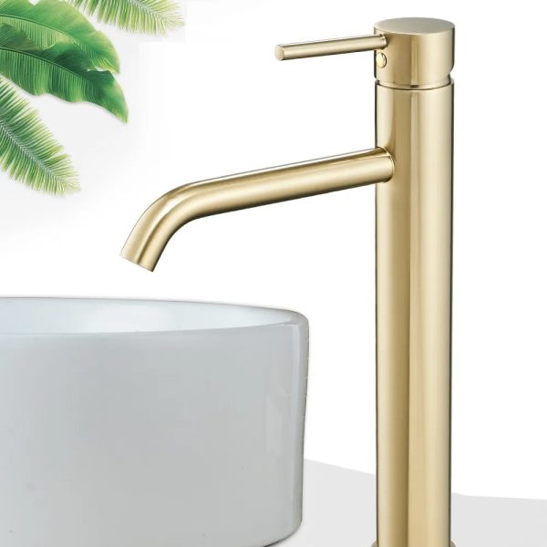 Baterie pentru lavoar Rea Lungo Gold auriu inalta REA-B9409 - imagine 3