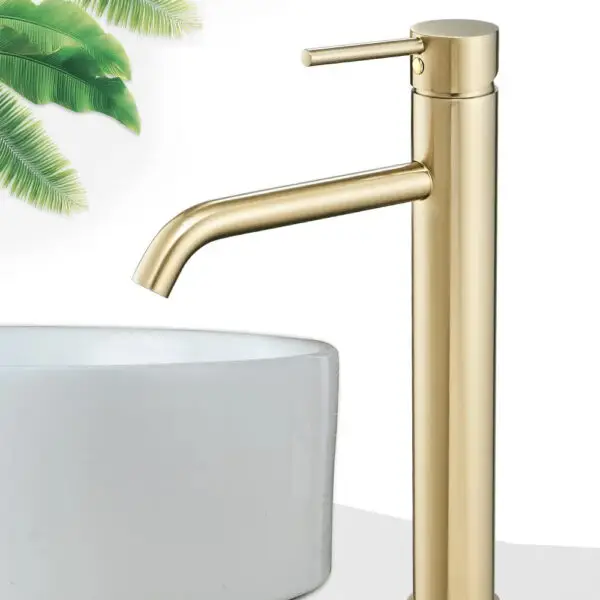 Baterie pentru lavoar Rea Lungo Gold auriu inalta REA-B9409 - imagine 3