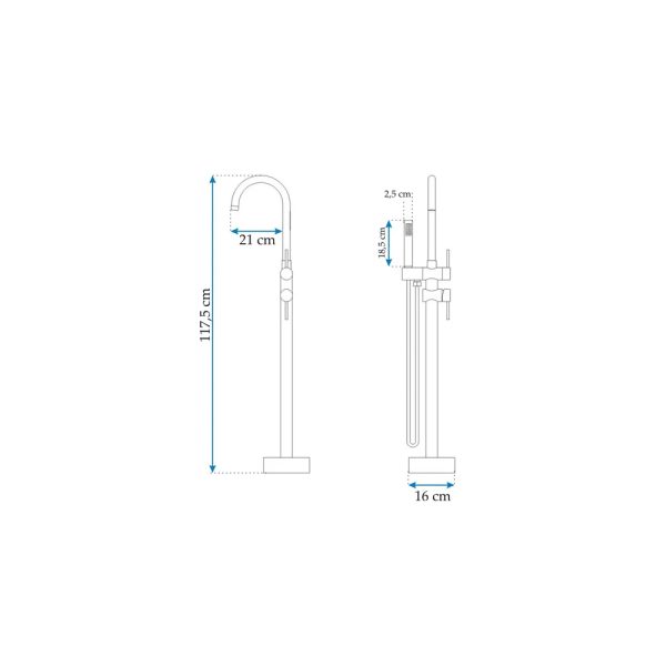 Baterie pentru cada Freestanding Rea Lungo Ortis Auriu Gold REA-B7430 - imagine 7