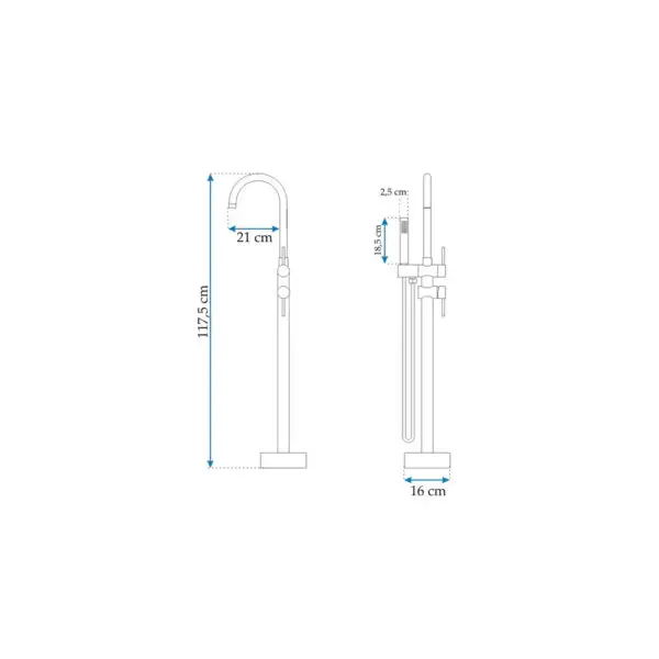 Baterie pentru cada Freestanding Rea Lungo Ortis Auriu Gold REA-B7430 - imagine 7