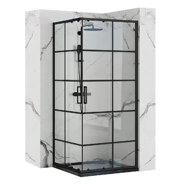Cabina de dus Rea Concept Black/Negru 90x90 cm REA-K5478