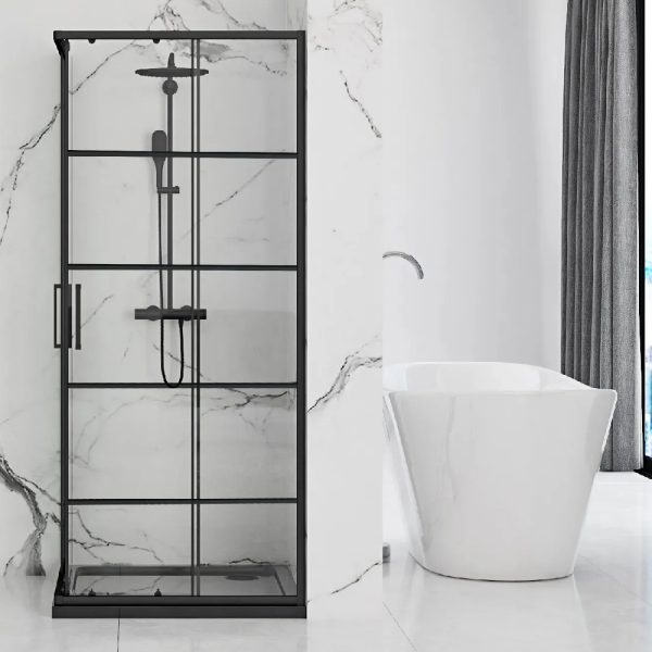 Cabina de dus Rea Concept Black/Negru 90x90 cm REA-K5478 - imagine 3