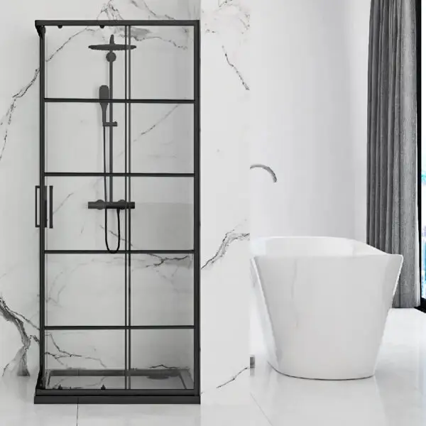 Cabina de dus Rea Concept Black/Negru 90x90 cm REA-K5478 - imagine 3
