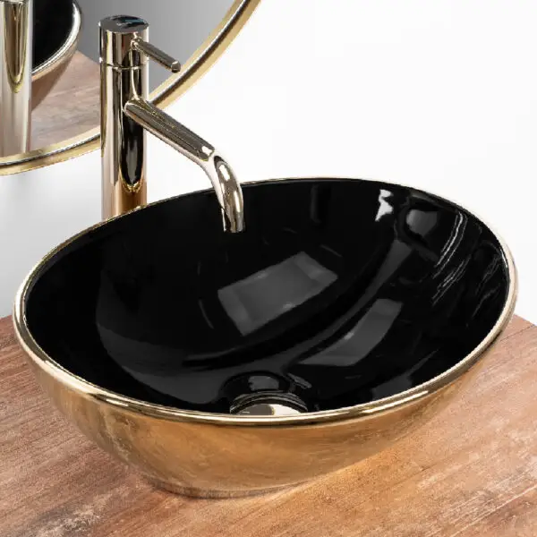 Lavoar pe blat Rea Sofia in negru / auriu REA-U4527 - imagine 2