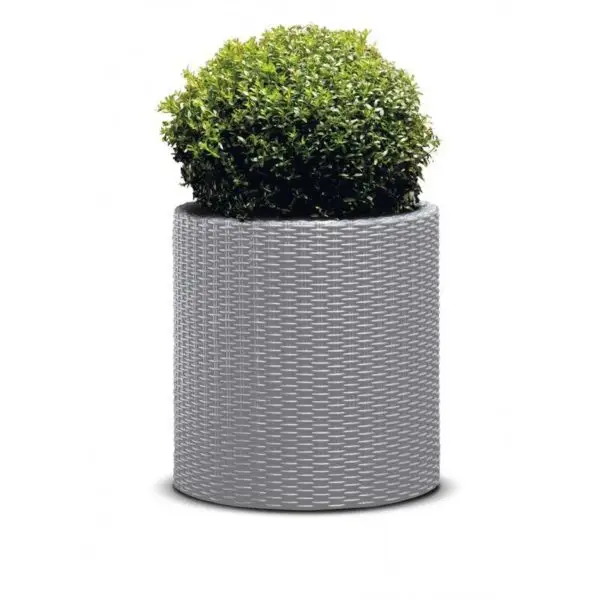 Ghiveci exterior cilindric imitatie ratan, polipropilena, Keter 36 L