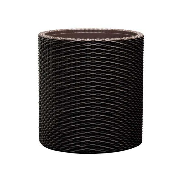 Ghiveci exterior cilindric imitatie ratan maro, polipropilena, Keter 39 L maro - imagine 2
