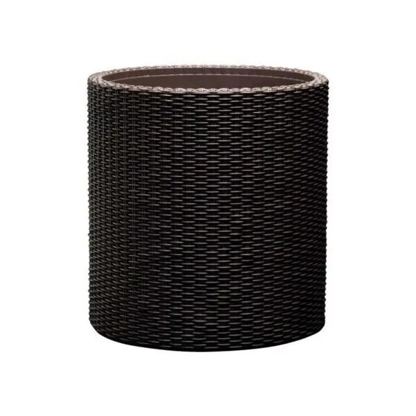 Ghiveci exterior cilindric imitatie ratan maro, polipropilena, Keter 39 L maro - imagine 2