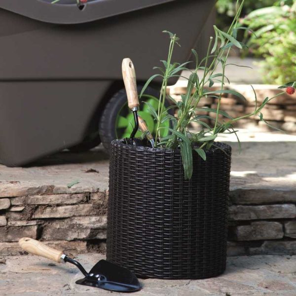 Ghiveci exterior cilindric, gradina, imitatie ratan, Keter 7 L - imagine 2