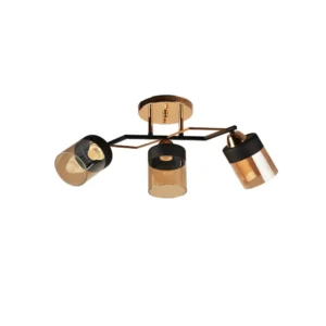 Candelabru LASER 3 negru, sticlă ambra, 3xE27, 59 cm, LY-3483