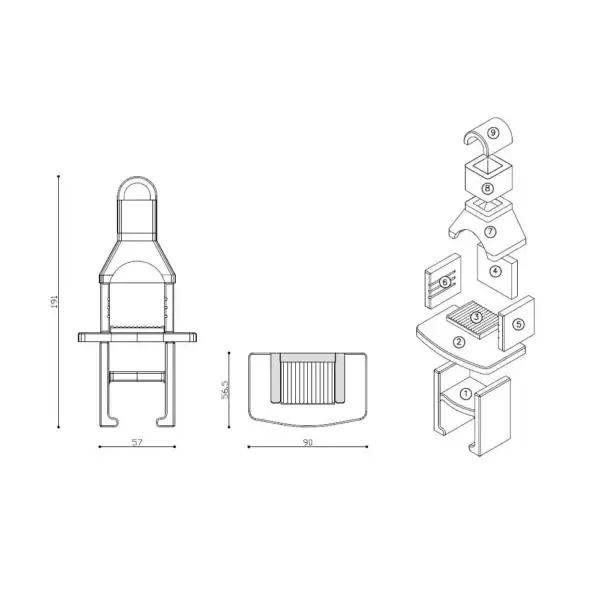 Grill beton 90x58x191 cm - imagine 2