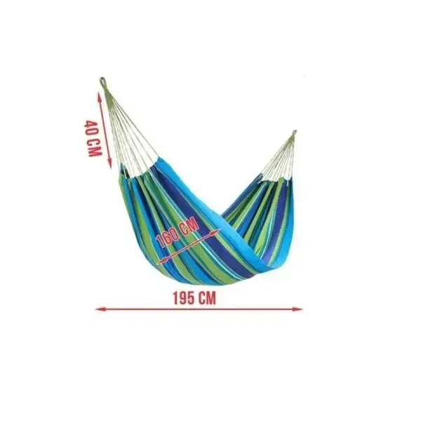 Hamac bumbac verde/albastru, max 150 kg, 200x150 cm - imagine 2