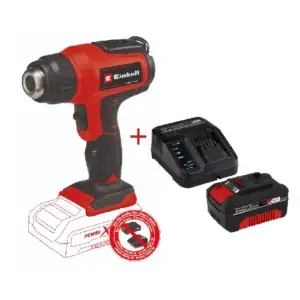 Pachet Einhell pistolul cu aer cald fara fir PXC TE-HA 18 Li + PXC Starter Kit 18V 4.0Ah (Acumulator + Încărcător)
