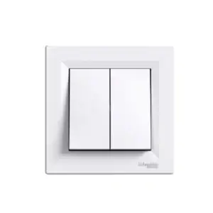 Intrerupator dublu alb fara suruburi Asfora SCH-EPH0300121