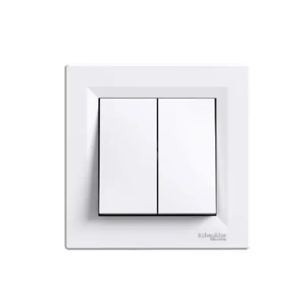 Intrerupator dublu alb fara suruburi Asfora SCH-EPH0300121