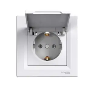 Priza Schuko cu capac 1P 16A ST IP20 alb Asfora SCH-EPH3100121