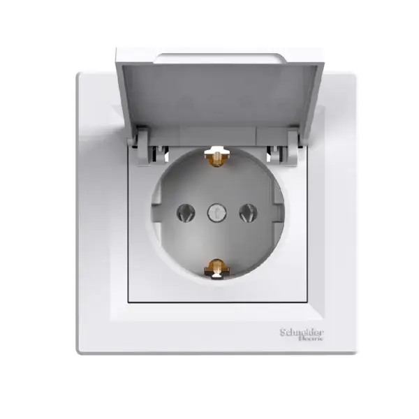 Priza Schuko cu capac 1P 16A ST IP20 alb Asfora SCH-EPH3100121