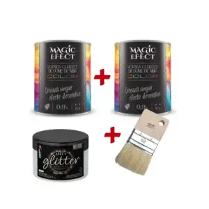 Pachet Magic Efect Dune Pearl 1+1 gratuit + pensula + glitter alb