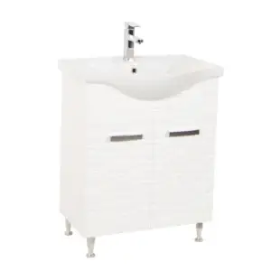 Mobilier alb de baie și lavoar, seria 144, 65cm
