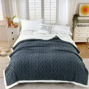 Patura tricot cu blanita antracite/gri 200x230 cm