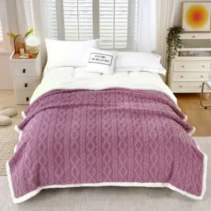 Patura tricot cu blanita burgundy 200x230 cm