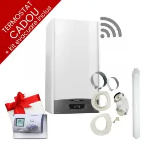 Pachet centrala termica pe gaz in condensatie Ariston Clas One WIFI 24, kit evacuare inclus + termostat C3-RF CADOU
