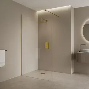 Paravan duș 120 cm, sticla clara, securizată 8 mm, profil auriu – DY101