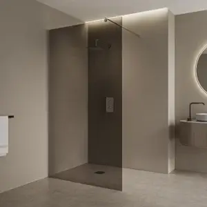 Paravan dus 120 cm, sticla gri, securizata 8 mm, profil crom – DY101