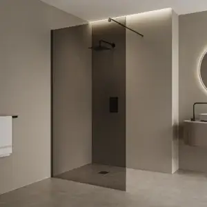 Paravan dus 120 cm, sticla gri, securizata 8 mm, profil negru mat – DY101