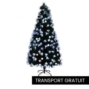 Brad artificial cu fibra optica si globuri Eva, 150 cm