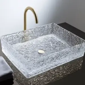 Lavoar din sticla transparenta pe blat Egge 505x370x130 mm