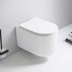 Vas WC suspendat alb lucios, model riflaj Mira + capac B2373L