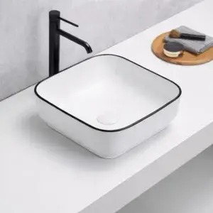 Lavoar ceramic pe blat Nova 385x385x135 mm – alb mat MBL78110MW