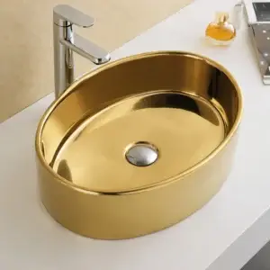 Lavoar ceramic pe blat Siena 510x365x135 mm - auriu 7151J