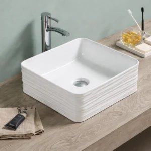 Lavoar ceramic pe blat Zenith 385x385x150 mm - alb lucios LUC78418