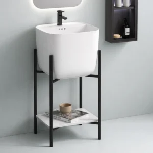 Lavoar ceramic cu suport Elegance 450x420x850 mm - alb lucios LUCH006