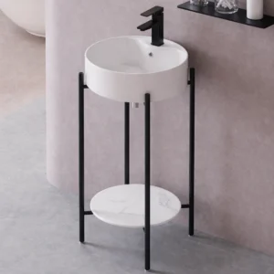 Lavoar ceramic cu suport Vera 400x400x800 mm - alb LUCH028