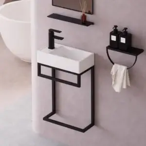 Lavoar ceramic cu suport Alfa 410x220x400 mm - alb LUCH029