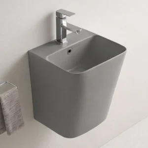 Lavoar ceramic suspendat Solis 380x340x440 mm - gri mat 500QMH