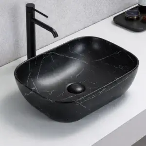 Lavoar ceramic pe blat Sapphire 455x325x135 mm – negru N78105MBY-3