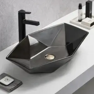 Lavoar ceramic pe blat Royal 635x410x135 mm – negru 78667