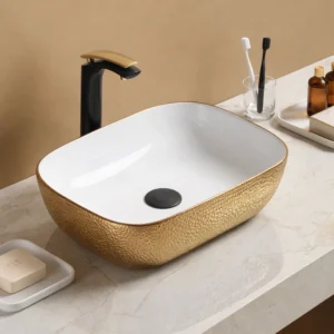 Lavoar ceramic pe blat Prisma 455x325x135 mm – alb/auriu C78105RJC-W