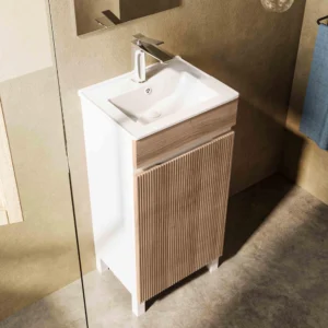 Mobilier de baie cu lavoar Zarena – 40 cm, finisaj lemn/alb BPA2526-40