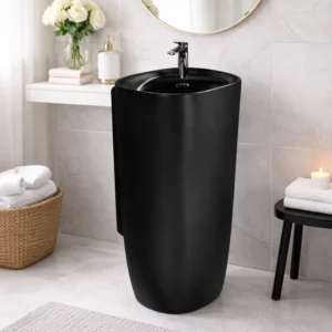 Lavoar ceramic stativ (pe podea) Marmor 505x425x880 mm - negru mat B180MB