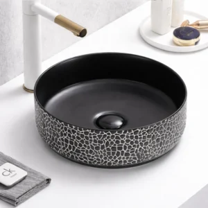 Lavoar ceramic pe blat negru/alb 346x346x114 cm 78636