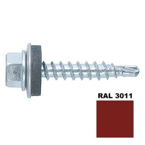 Șurub autoforant STARKFIX, cu cap hexagonal și șaibă EPDM, pentru metal, 4,8x35, RAL3011, 250buc 281420